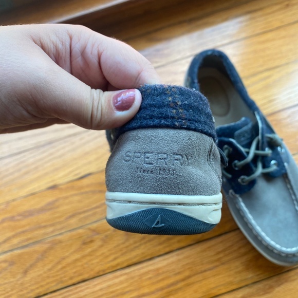 Navy Blue Plaid Sperry Slip-on Boat Shoes - Picture 3 of 6